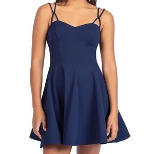 B Darlin Fit & Flare Mini Dress - Blue Size 3/4